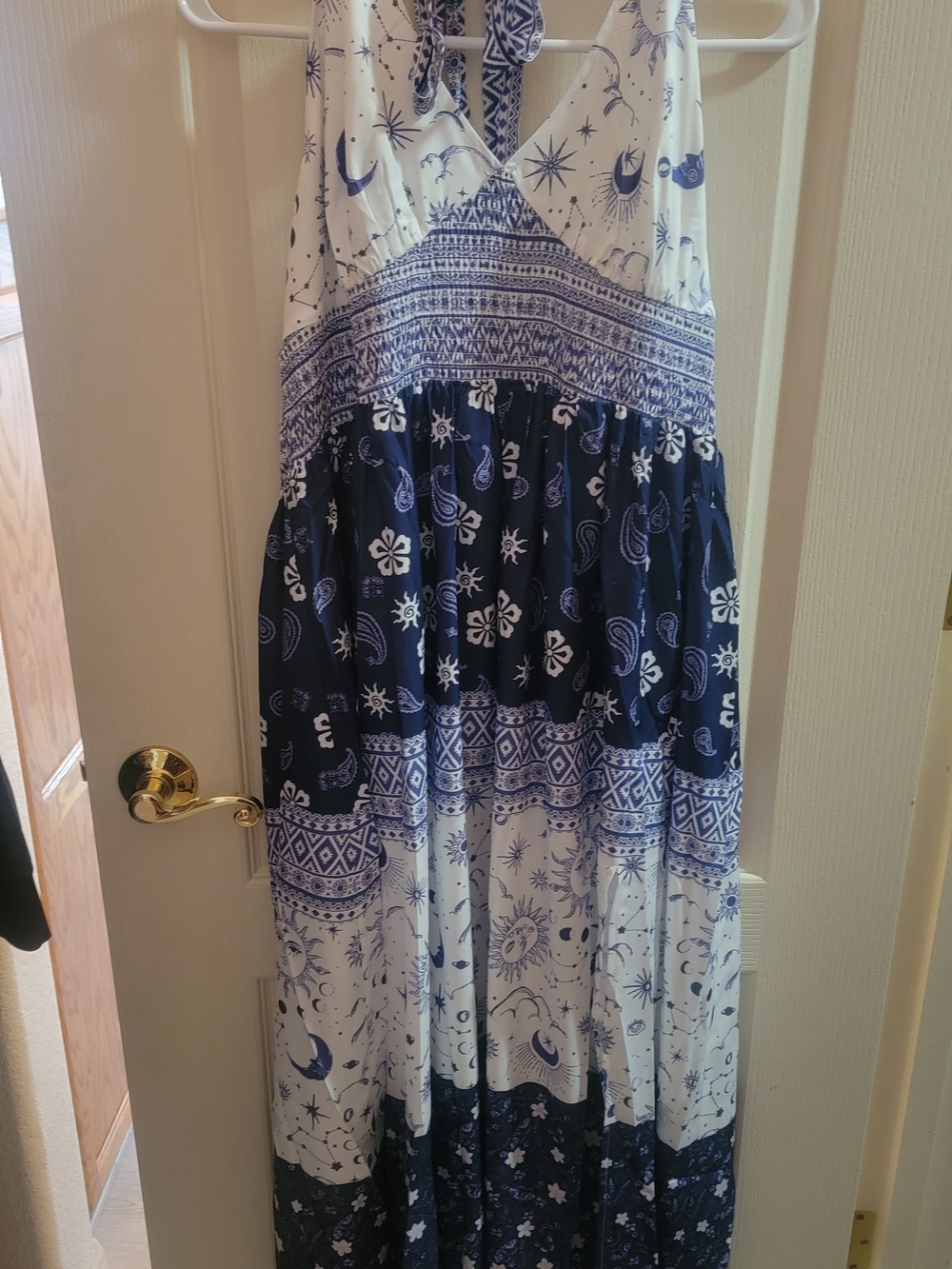 Blue & White Bohemian Maxi Dress